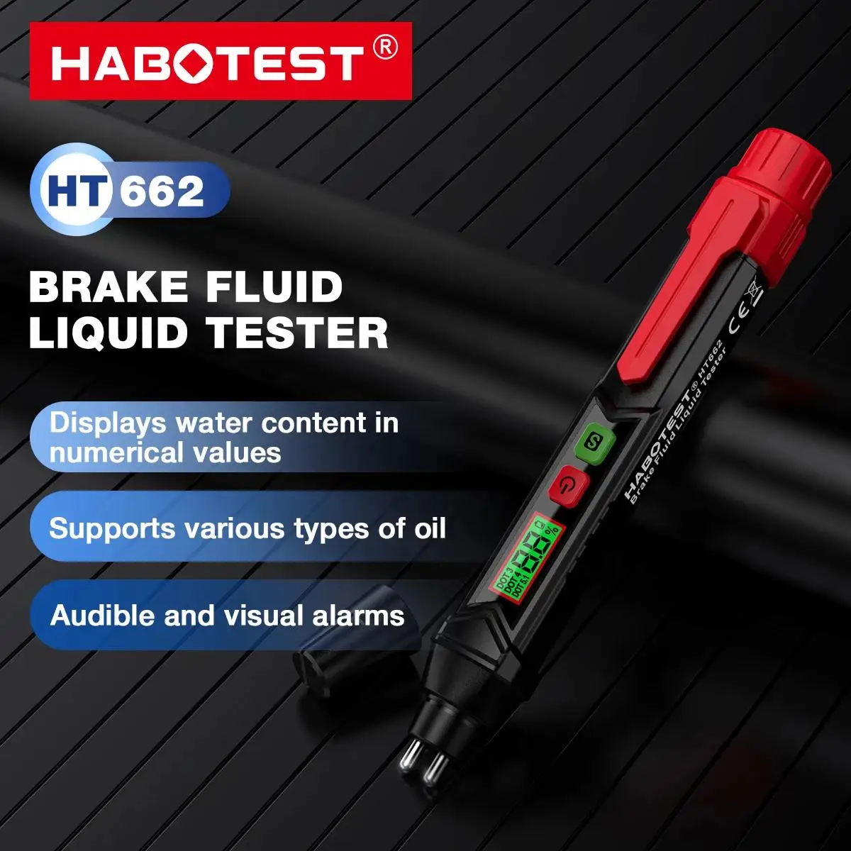 HABOTEST HT662 Brake Fluid Liquid Oil Tester Analyzer Meter for DOT3/DOT4/DOT5.1 Brake Fluid Content Detector