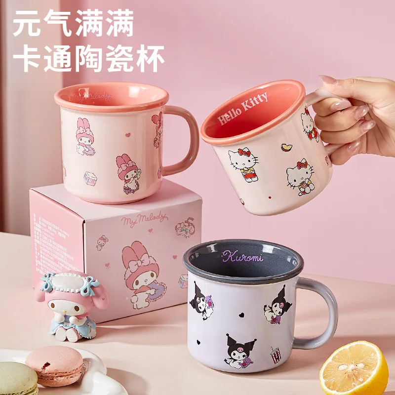 

Sanrio MyMelody Kuromi Ceramic Mug Children's Office Water Cup Female High Beauty Cute Breakfast Cup Milk Cup Girl Gift Toys