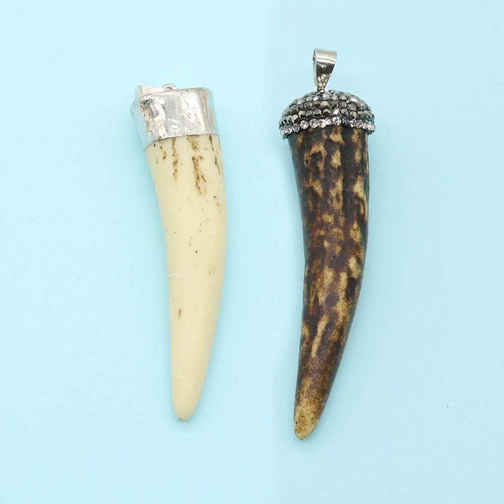 1pc Natural Wolf Tooth Shape Resin Melon Buckle Pendant Handmade Accessories Jewelry DIY Fashion Earring Necklace Earrings Charm