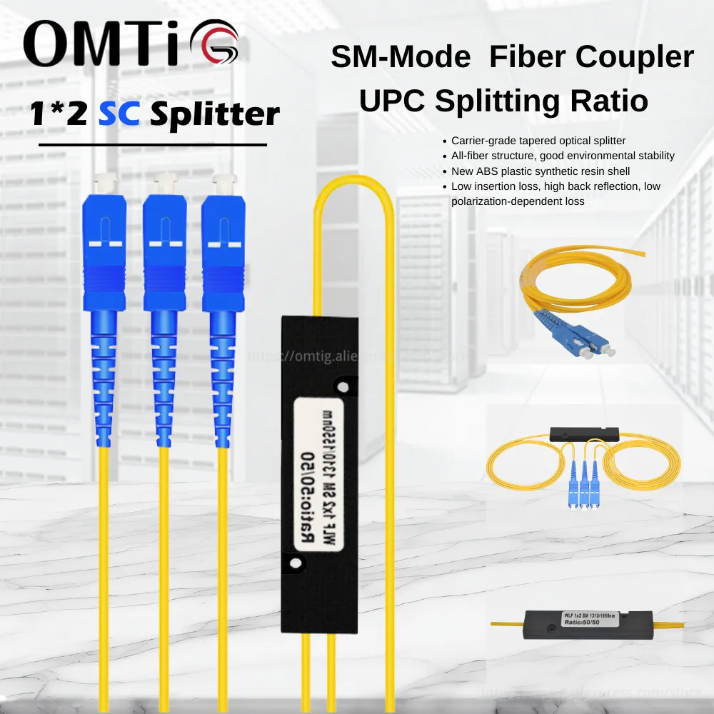 OMTiG SM-ModeTelecom Grade Splitter 1*2 3.0mm 1310/1550nm Fiber Optic Splitters With 1:2 Tapered SC UPC Splitting Ratio Coupler