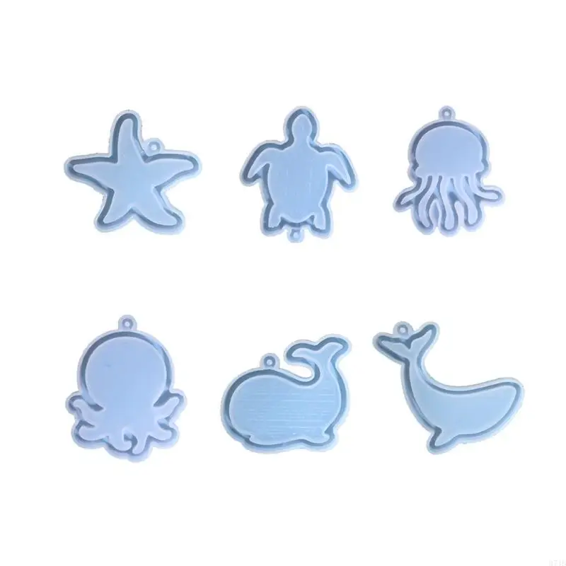 

37JB Marine Animals Mold Handmade Pendant Silicone Mold DIY Resin Casting Mold for DIY Keychain Jewelry Non-stick