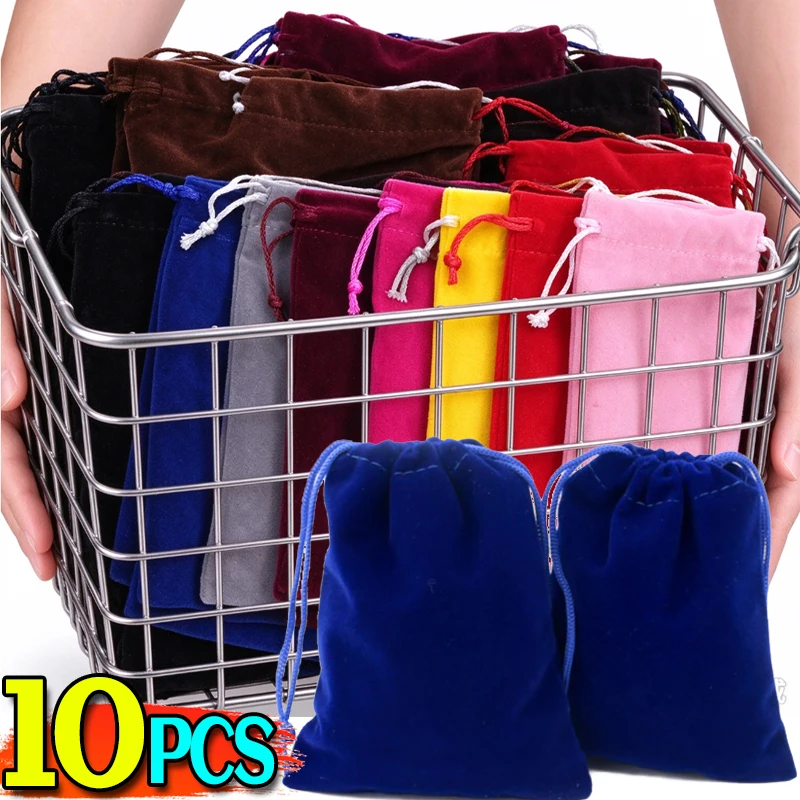 Jewelry Packaging Bags Multi Color Velvet Bags Wedding Jewelry Rings Necklaces Portable Drawstring Pouches Gifts Storage Bags