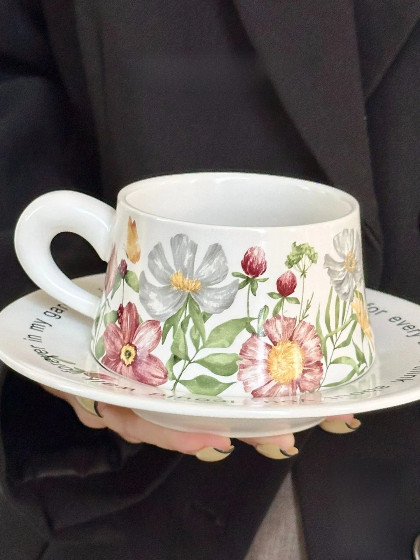 

Jojos L Ph Coffee Cup And Plate Set Ele Cerc Cup And Saucer Tea Cup Set Home Use Universal Flower Pattern