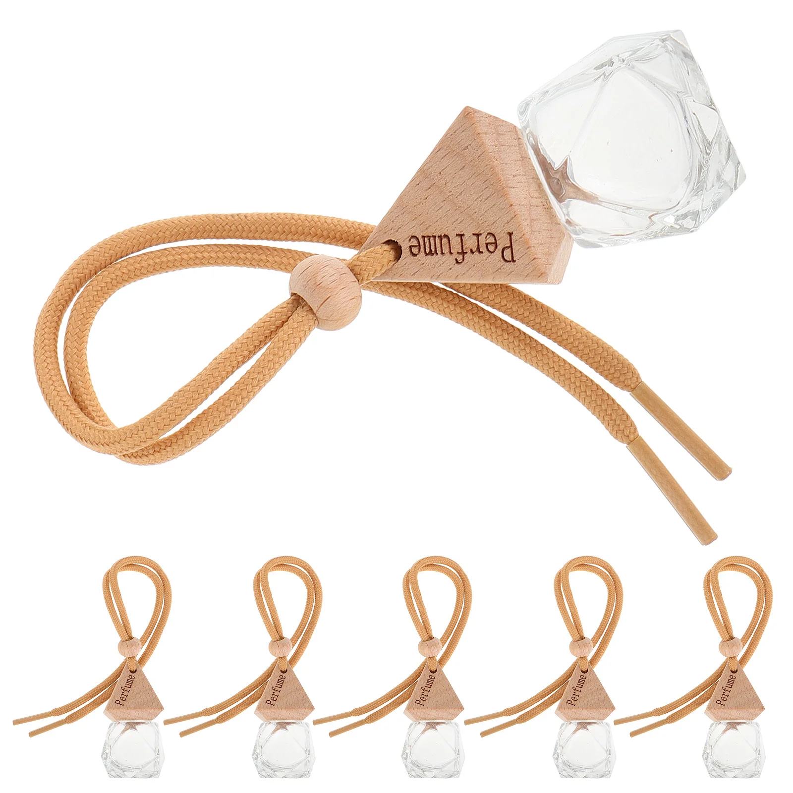

Car Glass Perfume Bottle Aromatherapy Diffuser Air Fresher nament Empty Hanging Bottles Home Car Decor Wooden Design Reusable