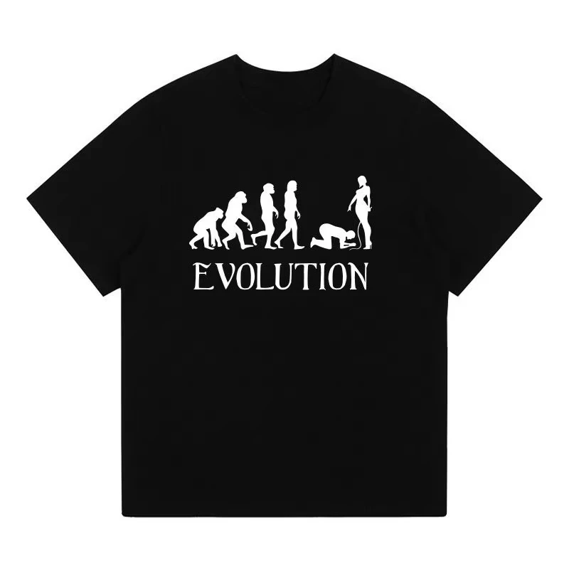 Evolution Themed Humor Print Men's TShirt Clothing Oversized Humorous Graphic Tee Shirts for Women T