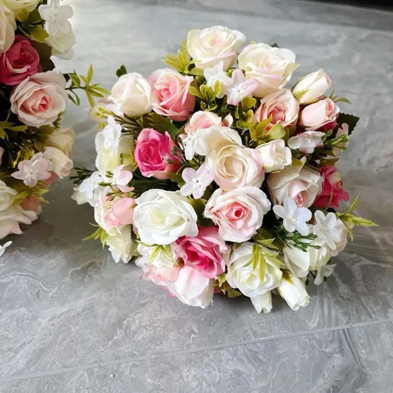 Bouquet da sposa accessori da sposa damigelle d'onore rose di seta rosa bianca fiori artificiali mazzi da sposa matrimonio decorazioni per matrimoni