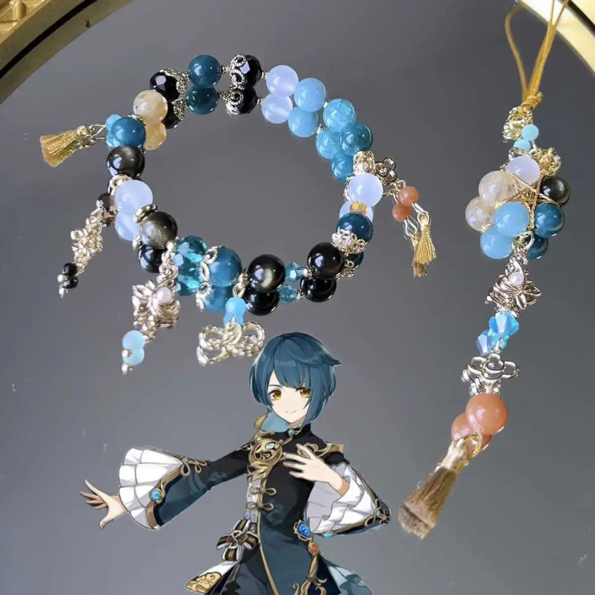 Anime Genshin Impact Xingqiu Cosplay Handmade Bracelets Jewelry Hand Chain Accessories Game Props Gift