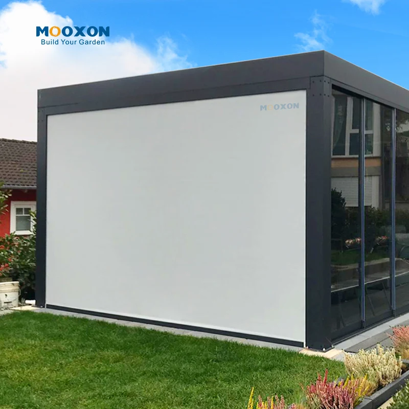 Durable Outdoor Roller Blinds Motorized Waterproof UV Resistant Rainproof Blackout Sun Shading Blinds for Pergola