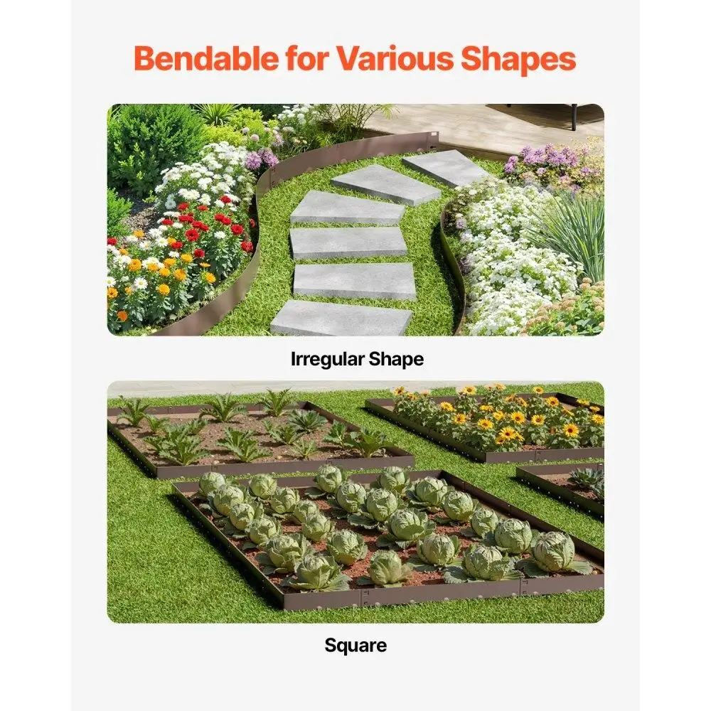 Rustproof Steel Landscape Edging 39x4 Inch Brown Garden Border Pack of 5 Durable Outdoor Design