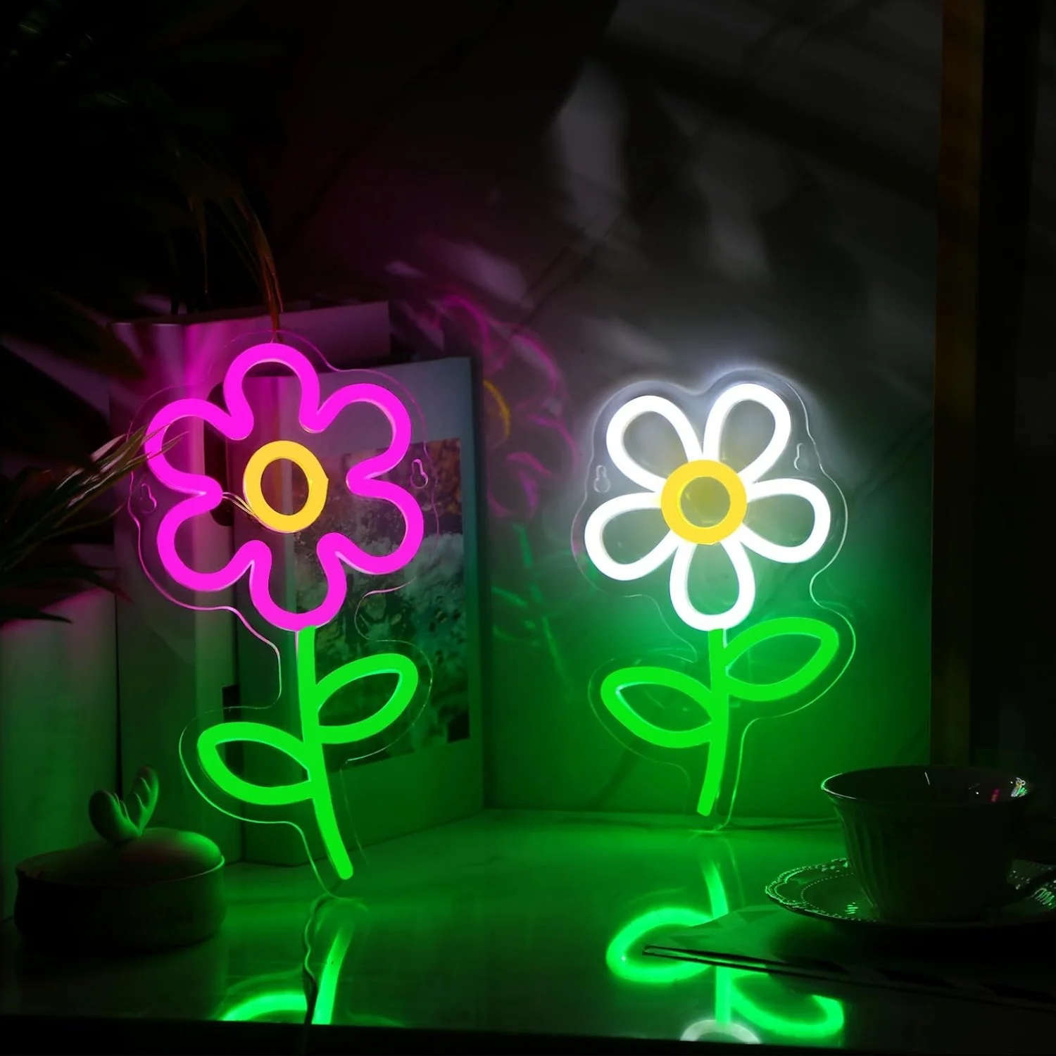 フラワーledネオンサイン-ホームデコレーション-寝室-パーティー-結婚式-ロマンチックな雰囲気照明-心地よい温かい雰囲気を作り出すギフト