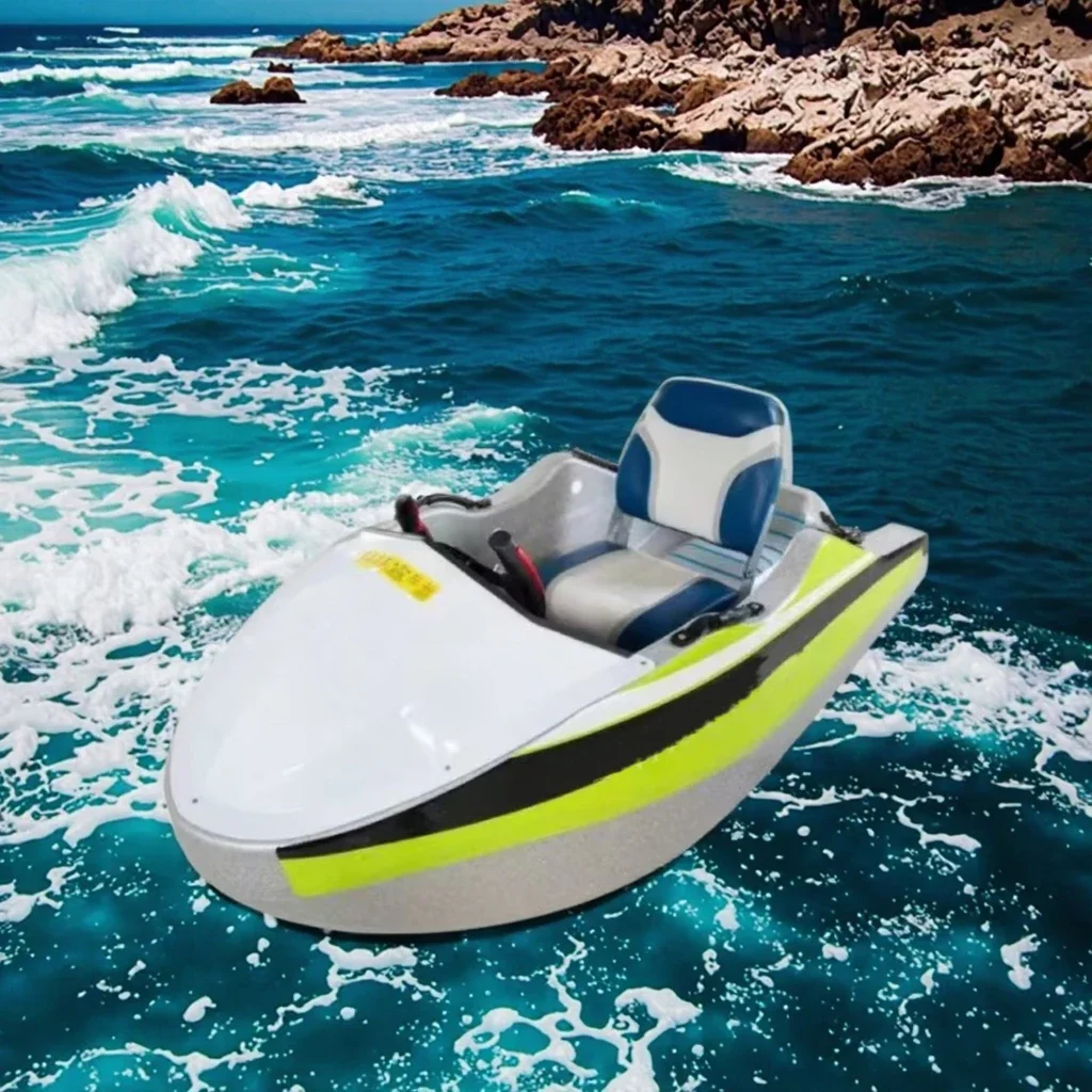 Small Emergency Rescue Fiberglass Electric Kart Boat 72V Battery Ocean Water Sports Water Kart Recreational Surfing Series