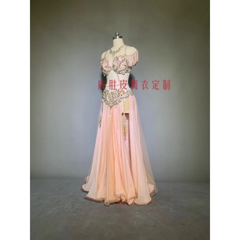 Uniforme de actuación de danza del vientre personalizado, falda grande elegante, traje de danza Oriental, sujetador de danza del vientre, disfraz de Carnaval para mujer