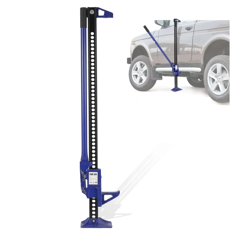 48/60 Inch Farm Jack, 3 Ton (6600 Lb) Capacity Heavy Duty Ratchet Jack With Long Handle For Tractor Truck Car, Blue