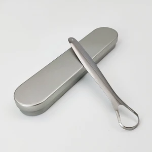 منظف اللسان مع حالة يدوية للسفر مكشطة لسان من الفولاذ المقاوم للصدأ مجموعة فرشاة معدنية للعناية بالفم للأسنان أداة التنفس المنعش للبالغين أفضل 8 صندوق مكشطة لسان مبيعا - رقم 2