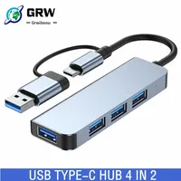 2 in 1 4/5/7/8 Port USB C Expander USB 3.0 Hub Type C Splitter Type C Dock Multiport Adapter USB 2.0 Expander For Phone Tablet