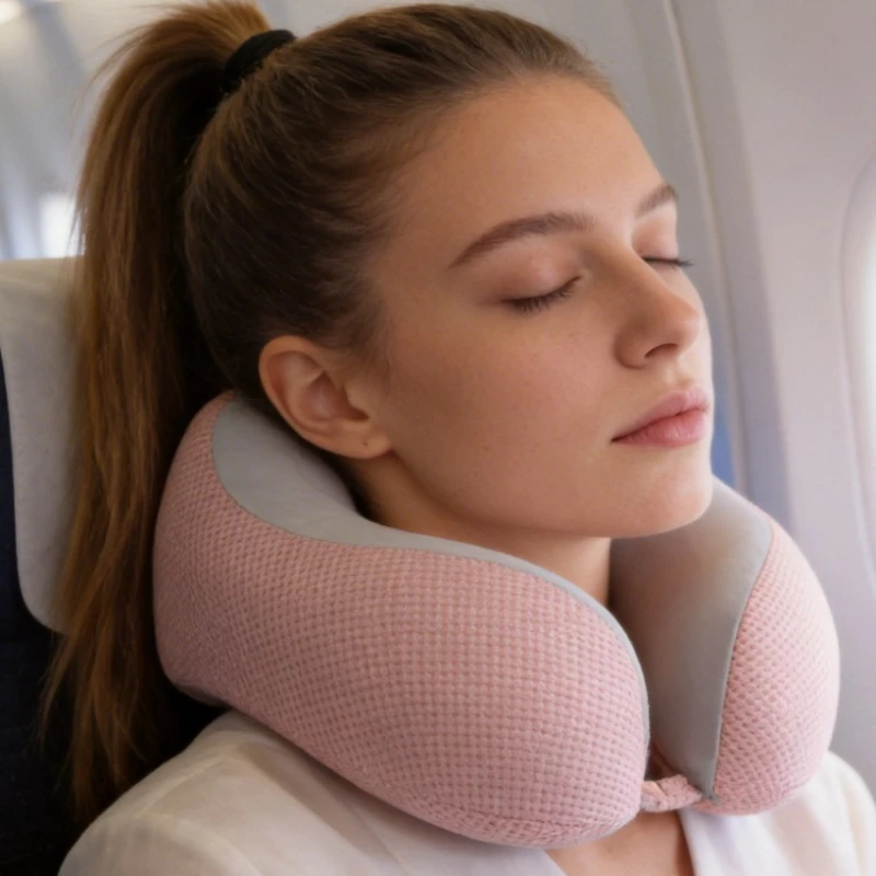 Ergonomical Slow Rebound Memory Foam Neck Pillow for Travel or Office Relieve Cervical Spine Pressure Summer Sleeping Pillow