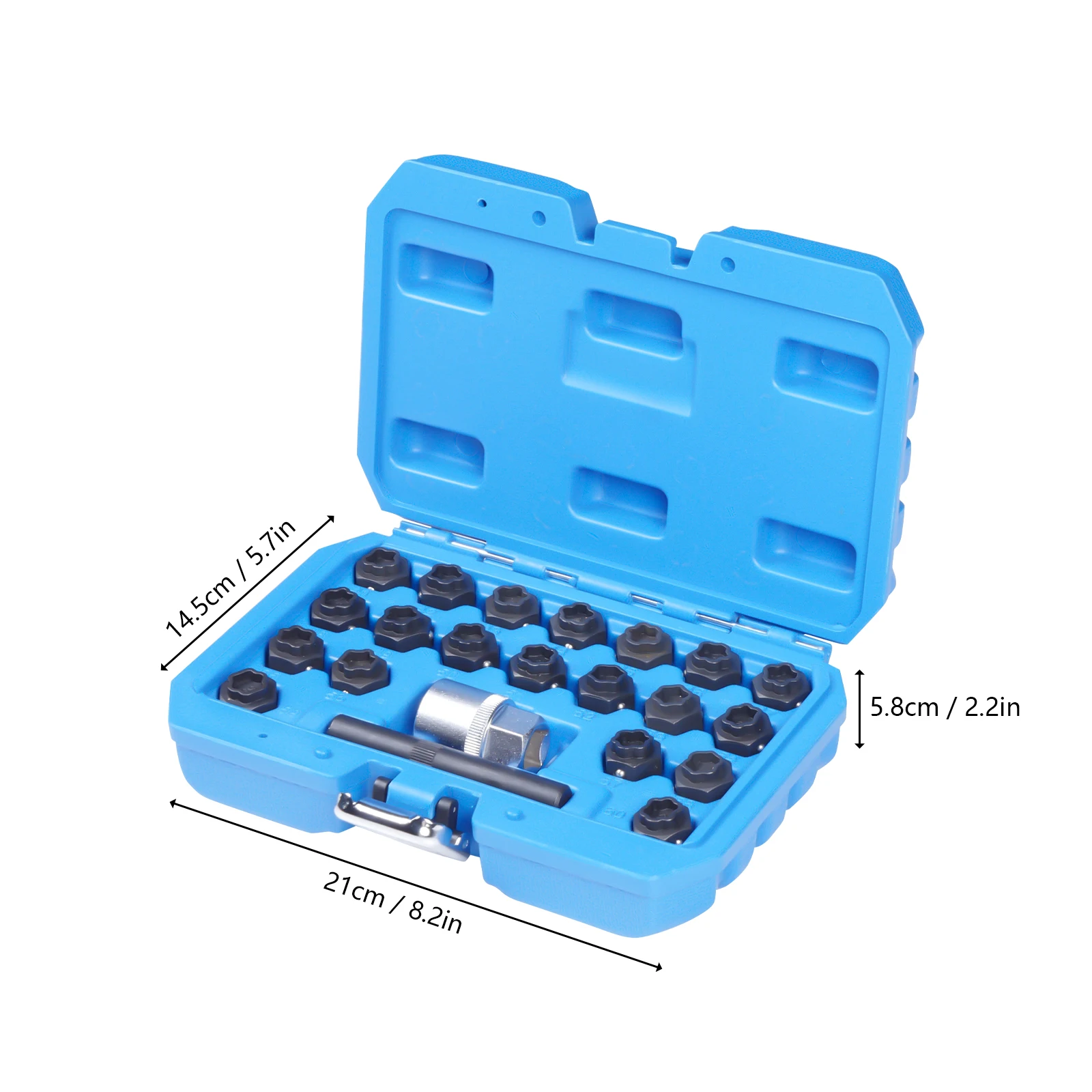 22 pcs Wheel Locking Lug Nut Master Key Set Universal Lock Removal Tool For BMW 1/2" Drive