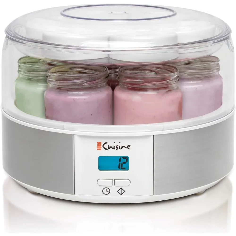 Yogurt Maker, Automatic Digital , Set Temperature - 7-6 Oz.Reusable Glass Jars And 7 Rotary Date Setting Lids,ice cream machine