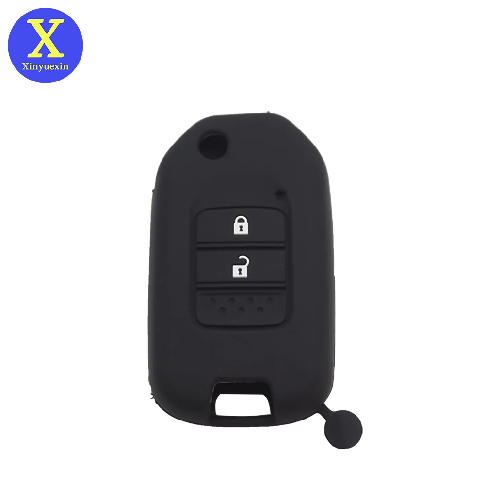 Xinyuexin Silicone Key Case Cover for Honda Civic Crider Fit XRV 2 Button Flip Key Remote Shell Fob Protection 2 Pcs/lot