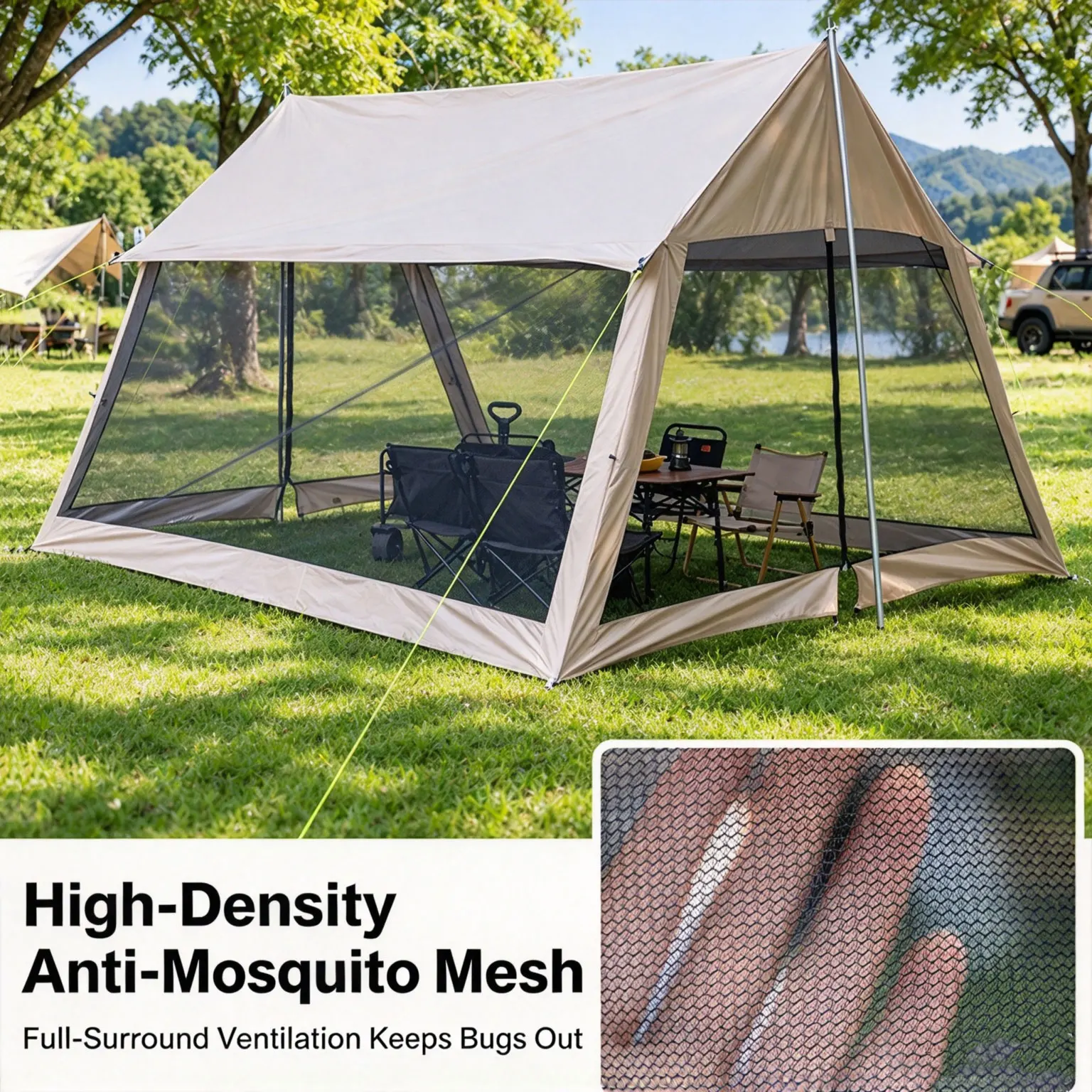 Outdoor Mesh Canopy Tent Portable Screen House Canopy Shelter Bring Mosquito Net for Patio, Backyard, Deck & Outdoor Activities