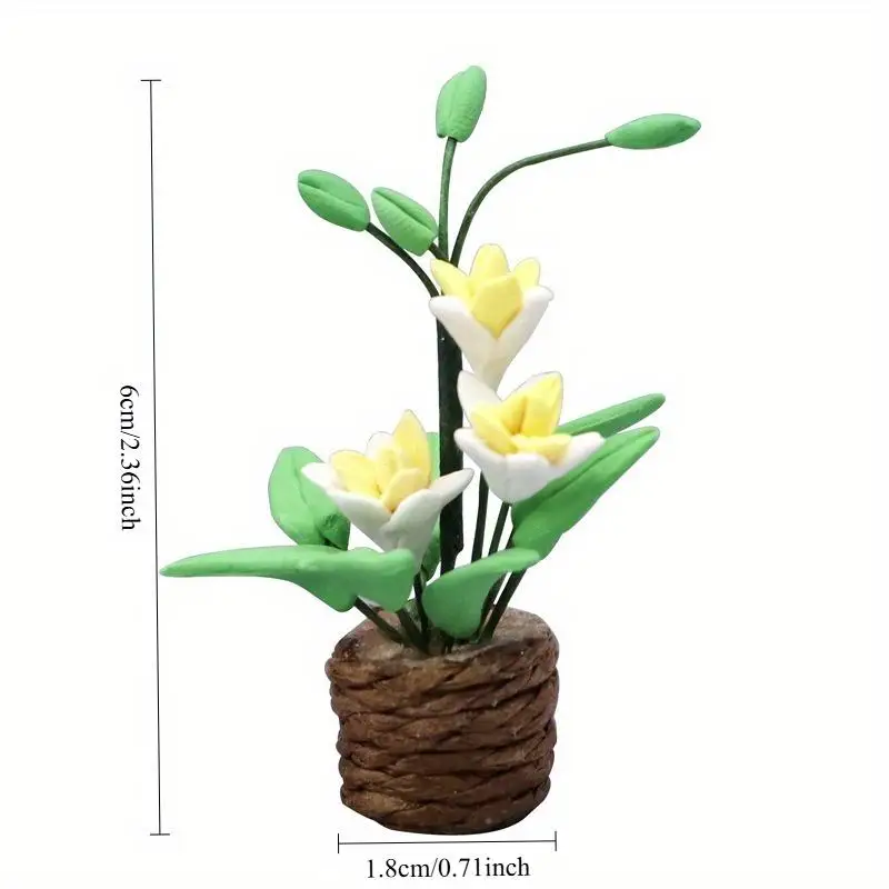 1:12 Miniature Potted Yellow Flowers Model Life Scene Photography Props Garden Balcony Micro Landscape Decoration