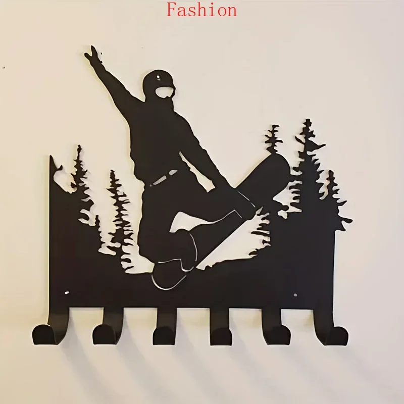 

New Ski Coat Hook Metal Art Wall Mounted Decoration Ski Rack Metal Crafts Home Decoration Hanging Umbrella Hooks Key Holder wall