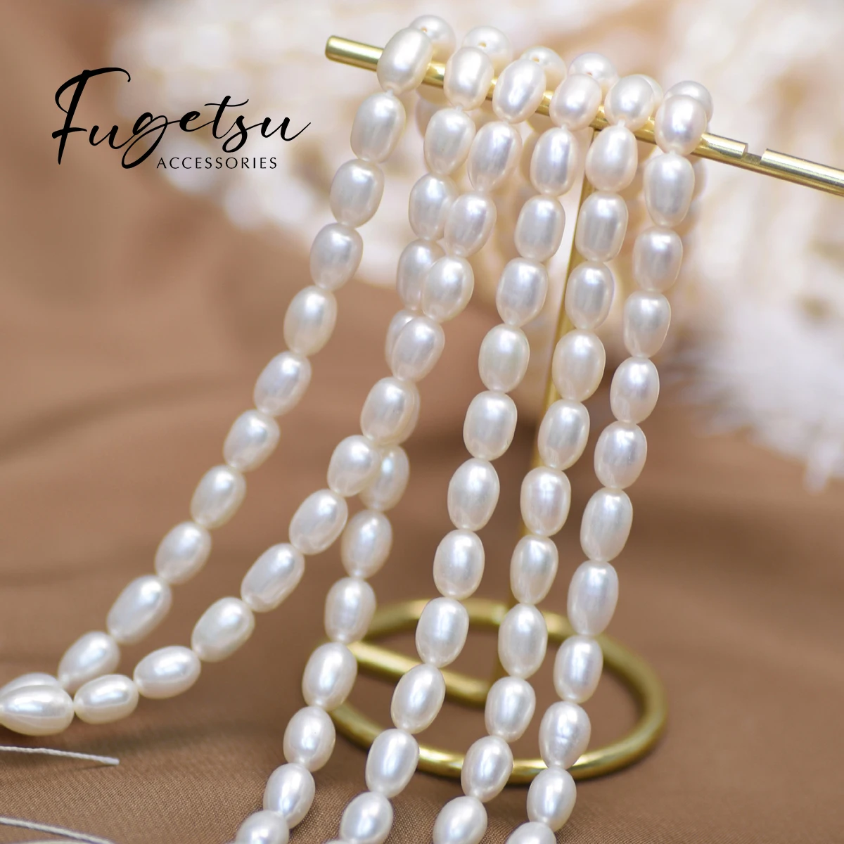 

1string 5-6mm 100% Natural Freshwater Pearl Rice Shape Beads Charms for DIY Women Men Necklace Jewelry Making Accessories