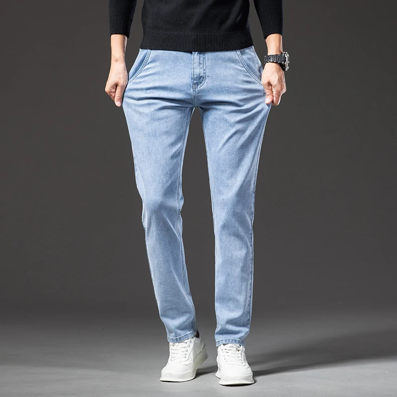 2025 Autumn New Men's Retro Blue Regular Fit Jeans Anti-theft Pocket Design Denim Stretch Straight-leg Pants Male Brand Trousers