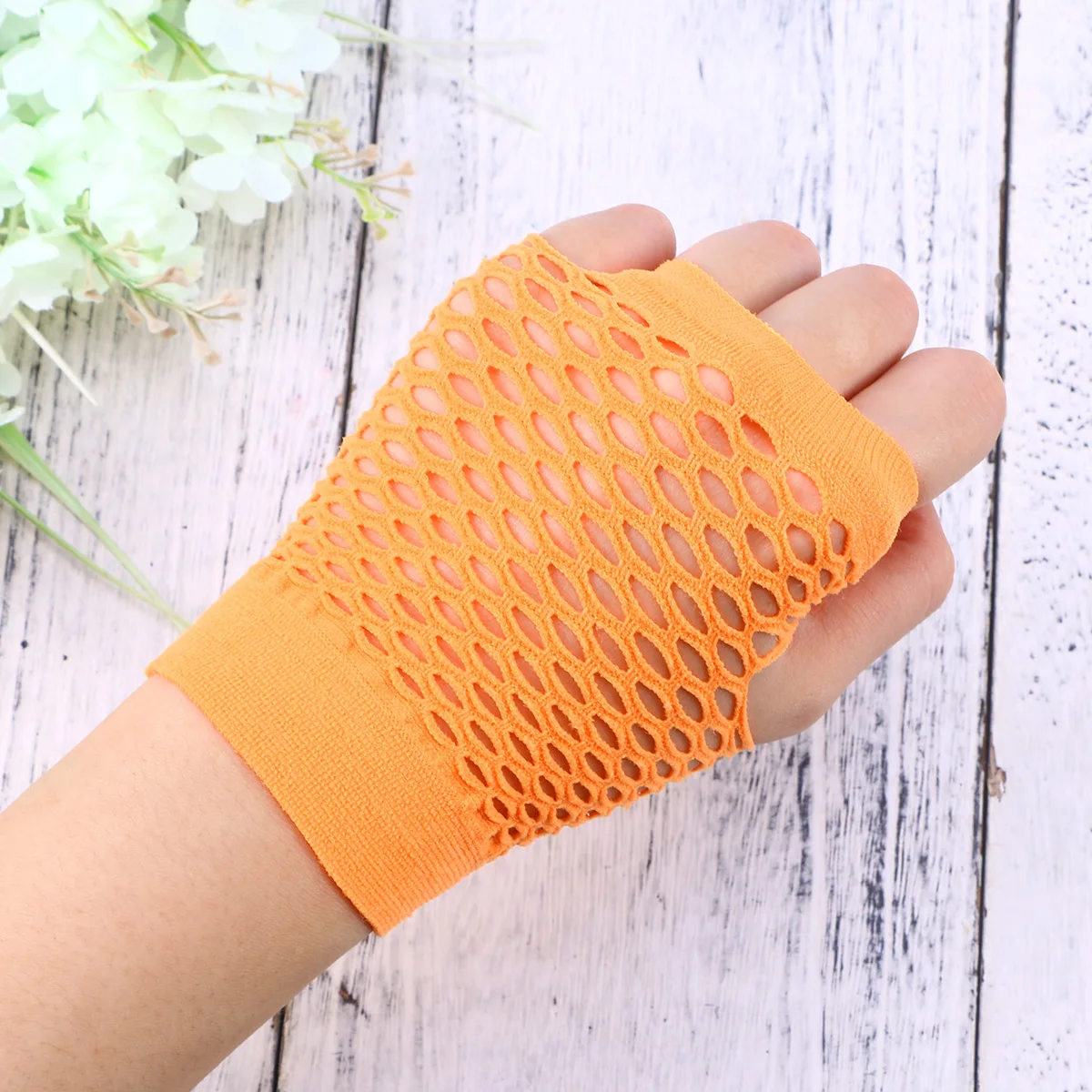 80's Lace Headband Orange Fingerless Fishnet Gloves Neon Earrings Party Costume 80's Theme Dance Fancy Accessories