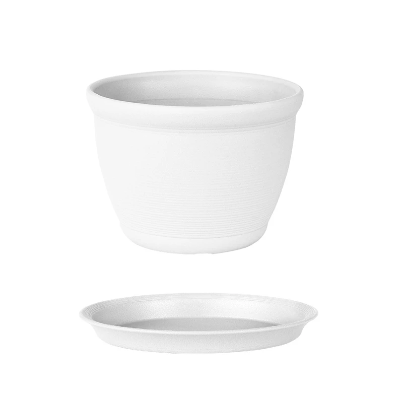 

Thickened Resin Flowerpot With Tray Plastic Round Gardening Supplies Succulents Planter