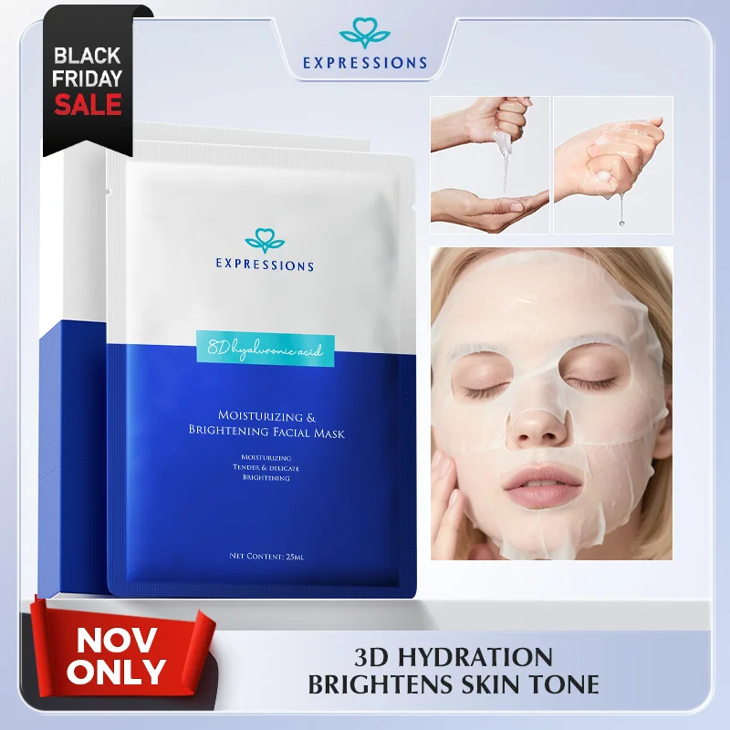 

Facial Mask with 8D Hyaluronic Acid & Niacinamide – Hydrating, Moisturizing, Brightening, Soothing & Skin Care Sheet Masks