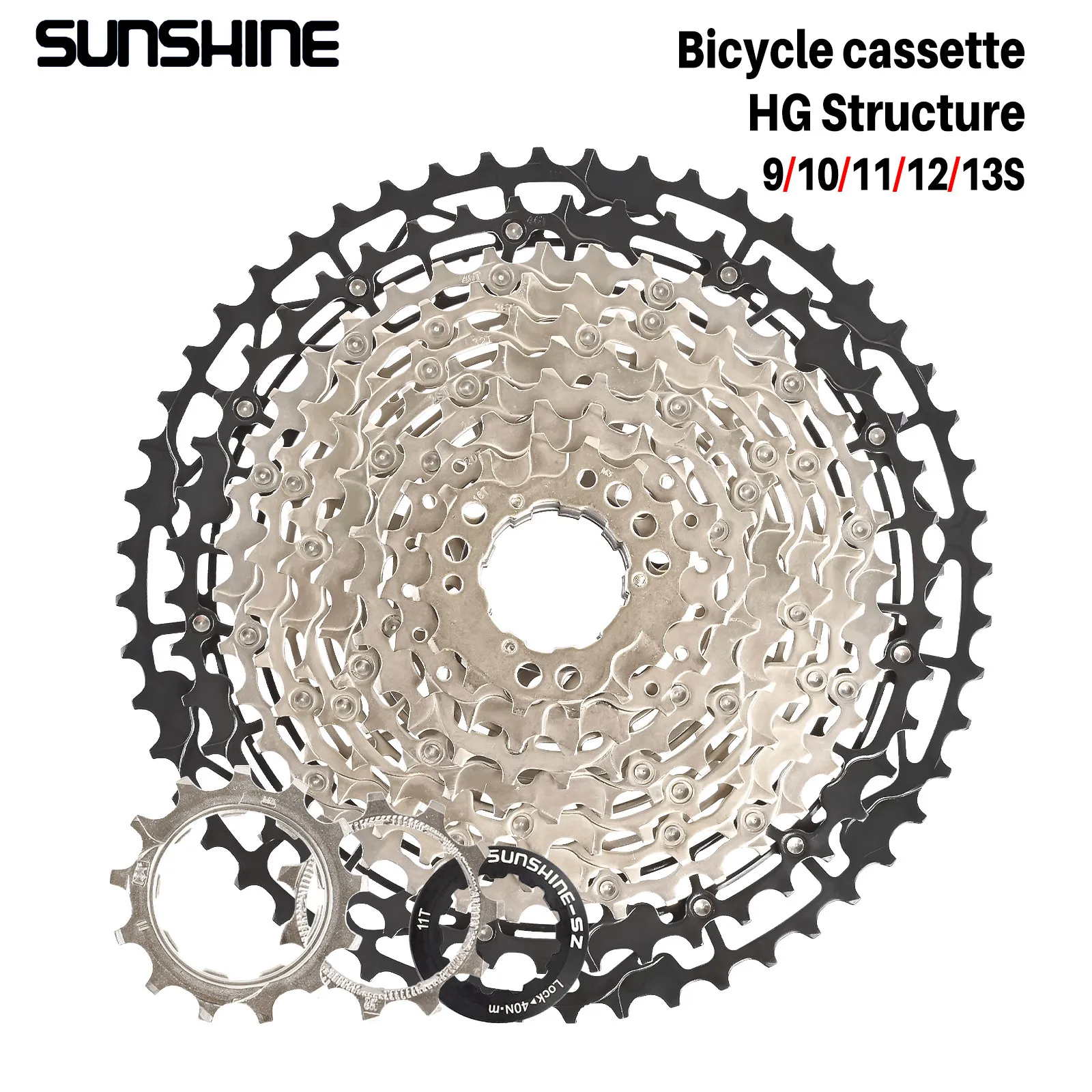 SUNSHINE Ultralight Bicycle Cassette Freewheel Steel Material 9/10/11/12/13 Speed HG Structure Sprocket for Mountain Bike view 3