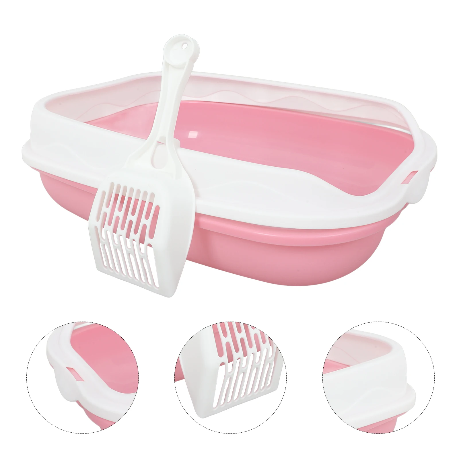 

1Set Open Top Litter Box for Small Cats Semi-Closed Design with Splash Guard Washable Pet Toilet Pan for Kitten and Adult Cats