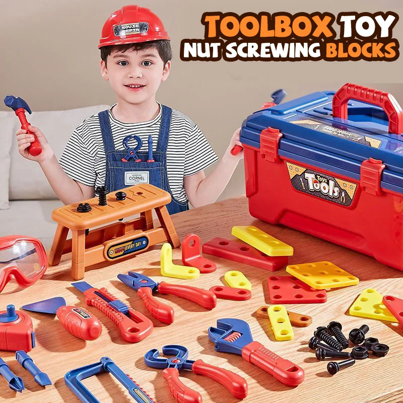 Toolbox Toy Boy Pretend Play Nut Screwing Blocks Simulation Maintenance Electric Drill Repair Baby Screw Assembly Kits Kids Gift