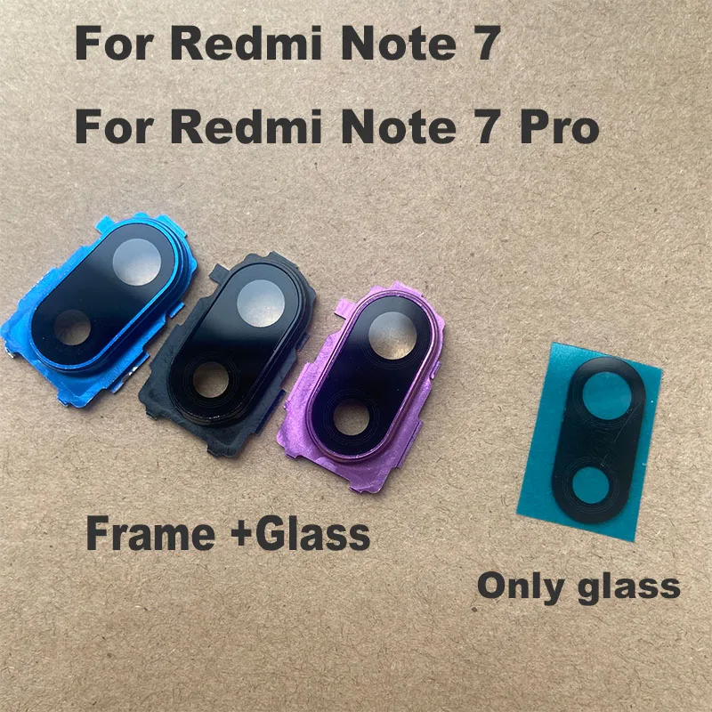 1PCS For Xiaomi Redmi Note 7 PRO Back Camera Glass Rear Lens Cover With Frame Ahesive Sticker Replacement