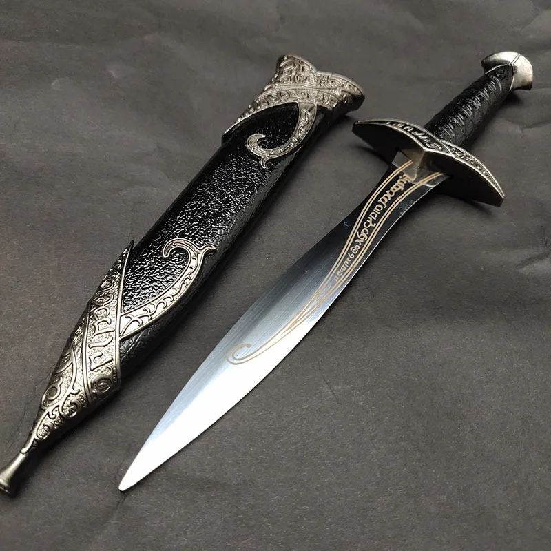 ดาบสั้นขนาด 28 ซม./11.02 นิ้ว พร้อมปลอกดาบ อุปกรณ์เสริมสำหรับเกม คอสเพลย์ฟรอโด อาวุธจำลอง ของเล่นสะสม ของขวัญวันเกิด