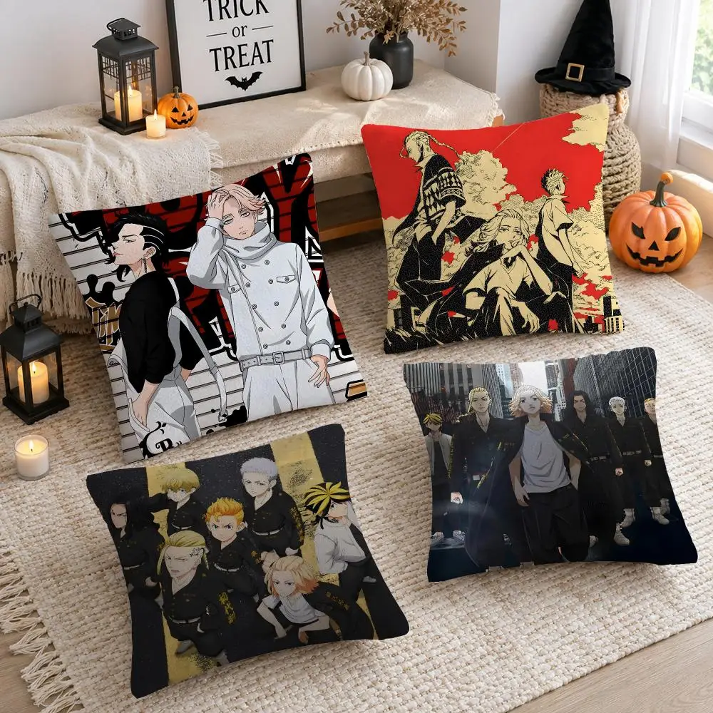 Anime T-Tokyo Revengers Cushion Cover Soft Plush Cushion Case Throw Pillowcase Cozy Home Sofa Bed Living Room Decor