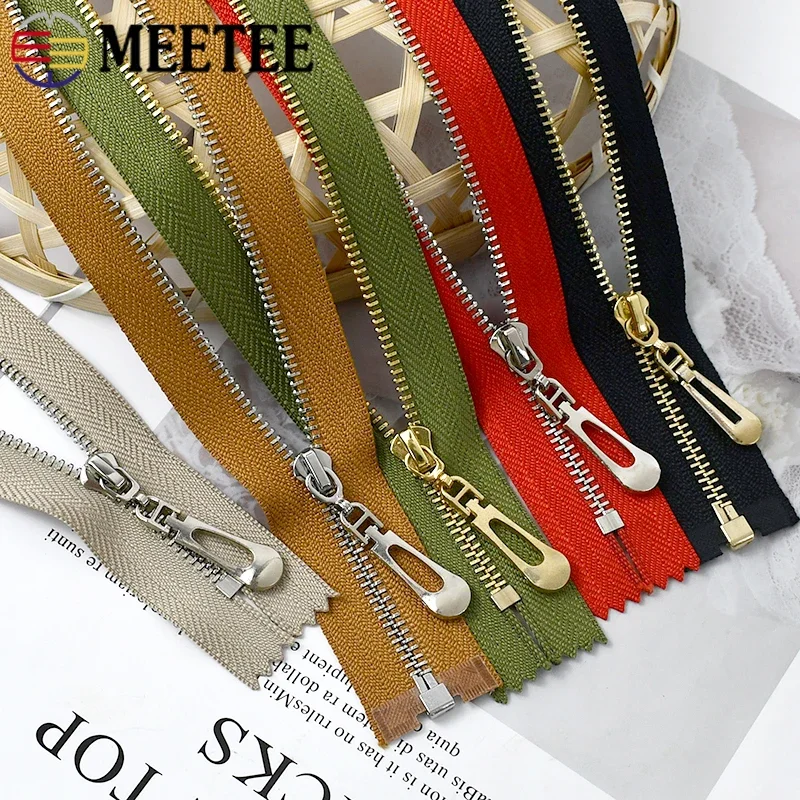 5Pcs Meetee 3# 15-70cm Metal Zippers Coat Pocket Zipper Closure Decoration Zip for Clothes Replacement Zipper Sewing Accessories