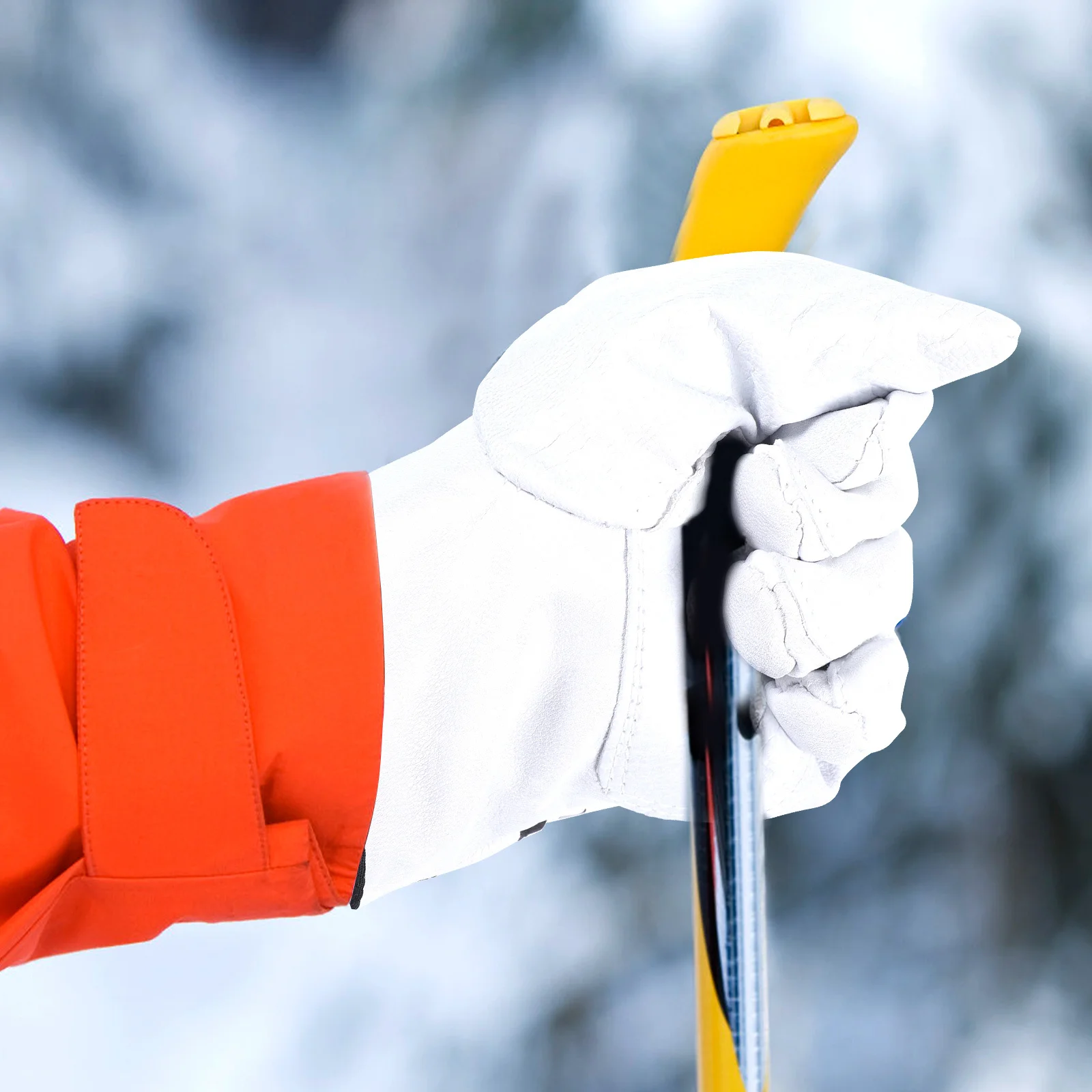 

1Pair Durable Fireproof Welding Gloves Adjustable Sleeve Anti Slip for Heavy Duty Work Camping Oven Cooking White