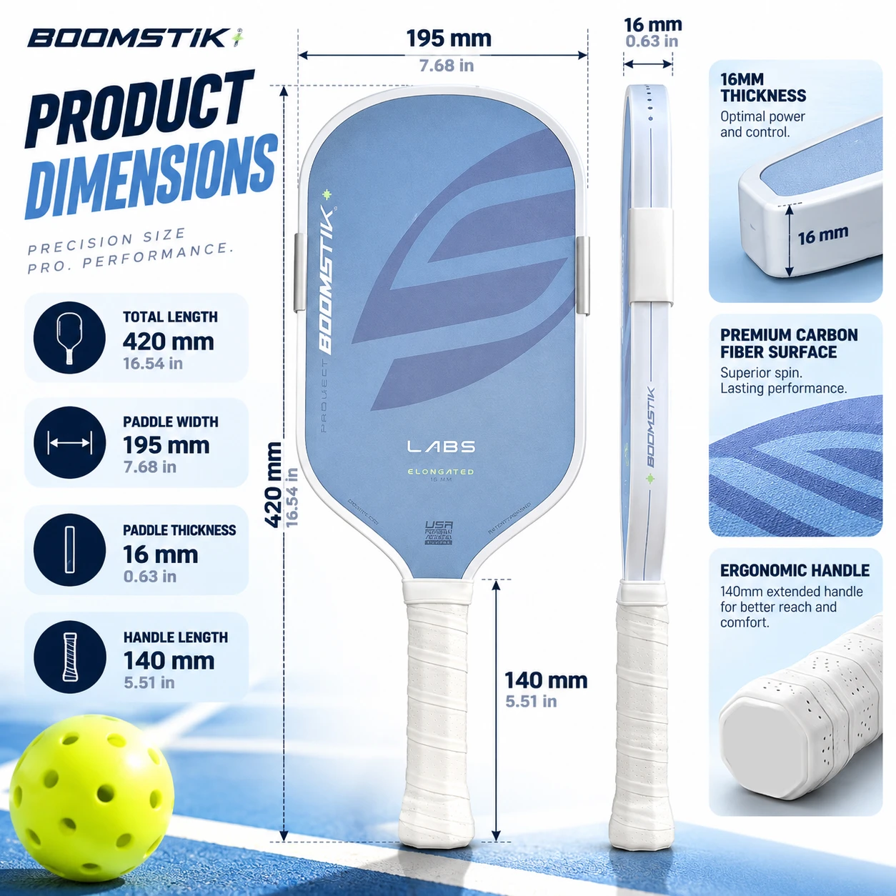 SLK Boom 5th generation pickleball paddle, hot-pressed and molded in one piece
