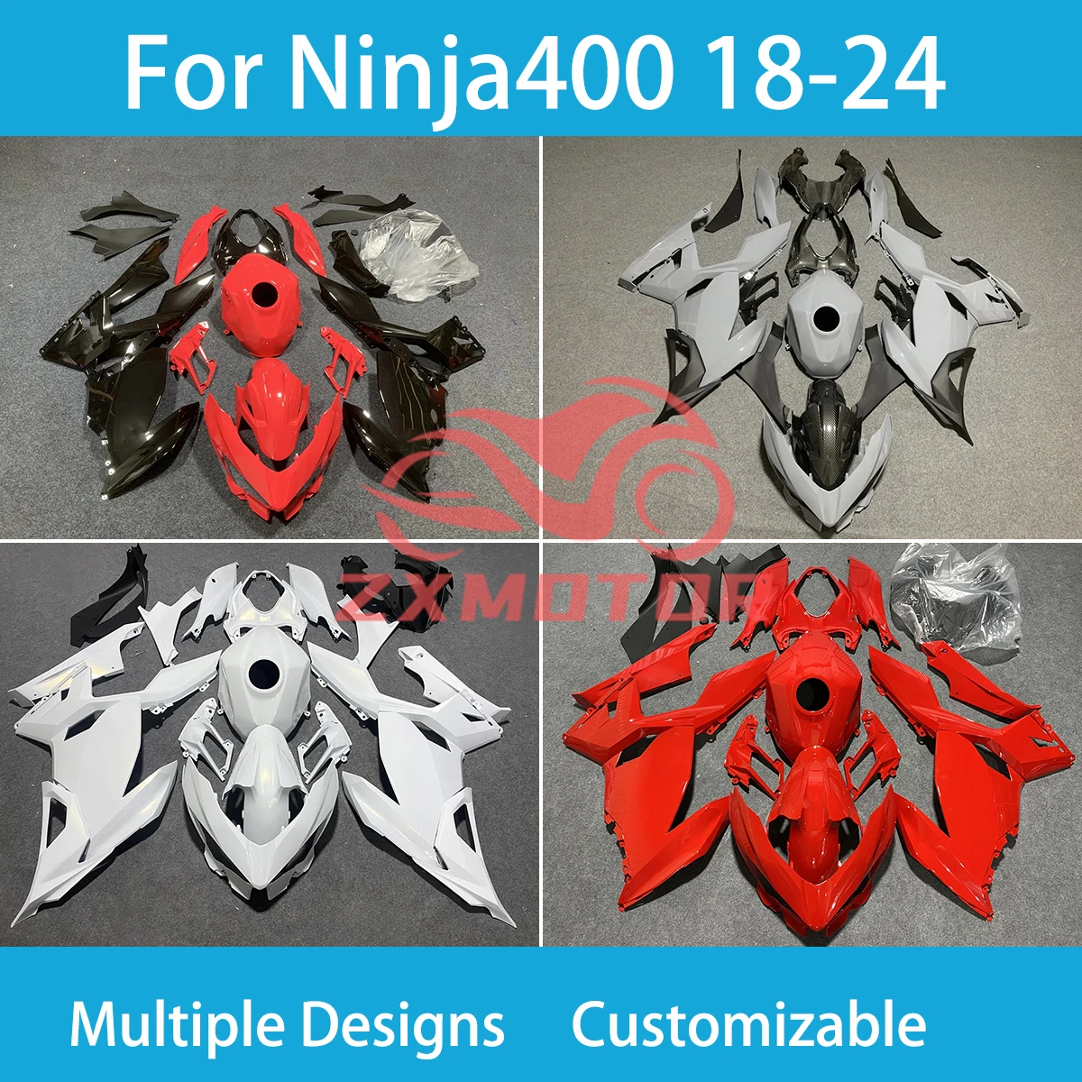 Fairings for KAWASAKI ZX 4R 18 19 20 21 22 23 24 Motorcycle Prime Injection Fairing Kit NINJA400R 2018-2021 2022 2023 2024 New