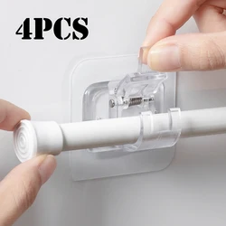 Adjustable Curtain Rod Holders Clip Hooks Self Adhesive Curtain Rod Holder Bracket Wall Rod Fixed Clip Hanging Hook Holder Rack