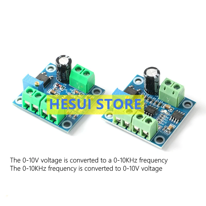 The voltage-to-frequency/frequency-to-voltage module converts the 0-10V voltage into a 0-10KHz frequency impulse signal