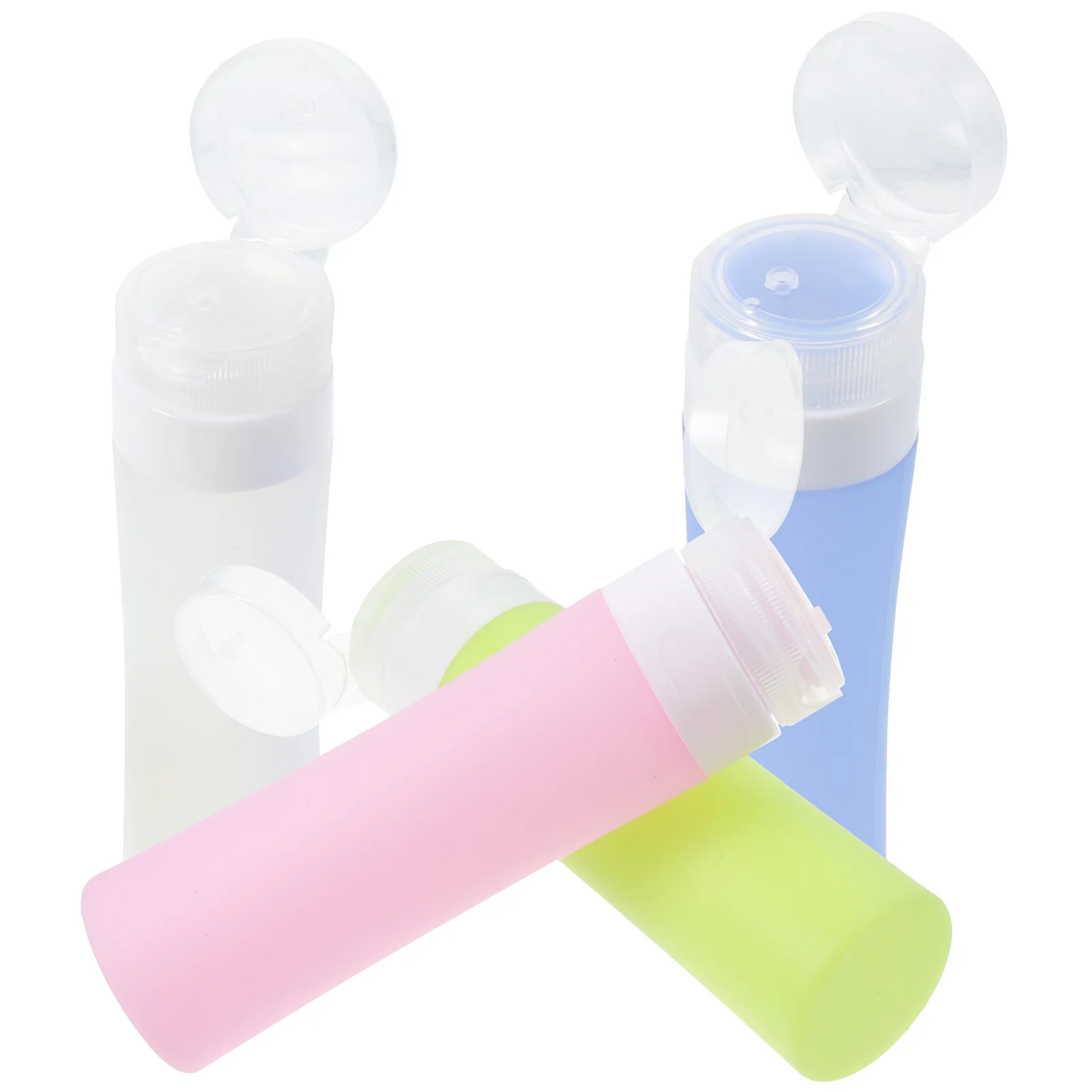 

4pcs Silicone Empty Bottle Portable Lotion Bottle Cosmetics Dispenser Shampoo Bottle for Travel - 80ml (Pink + Blue + Green + Wh