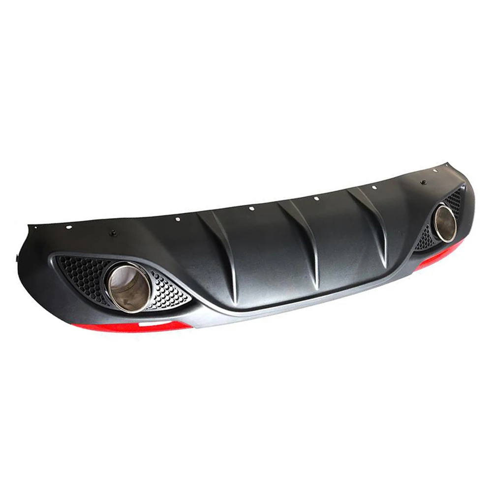 Black PP Car Rear Bumper Lip Diffuser Spoiler With Exhaust Tips For Alfa Romeo Giulia Sedan 4 Door 2016-2022 Quadrifoglio TI