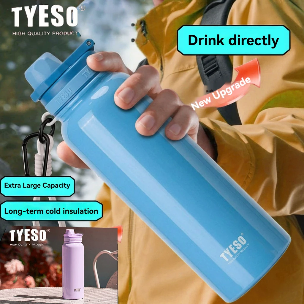 TYESO Stainless Steel Thermal Cup Car Thermos Bottle Insulated Flask Water Tumbler for Outdoor Sports Travel Vacuum Flasks