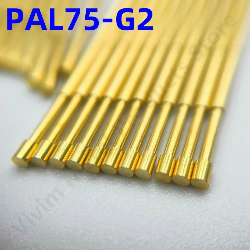 

100PCS PAL75-G2 Spring Test Probe PAL75-G Test Pin Test Tool 33.35mm Dia1.02mm Gold Needle Tip 1.30mm Pogo Pin PL75-G PL75-G2