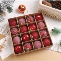 6CM Christmas Ball Ornaments 16pcs/box Champagne Gold Red Glitter Foam Ball Crafts for Xmas Tree Hanging Pendant Gift Navidad