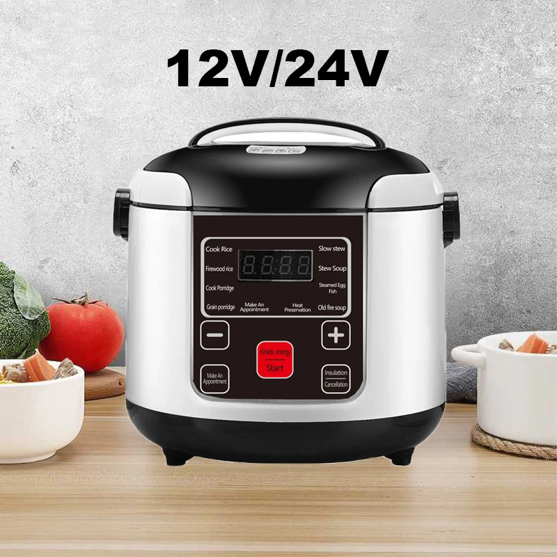 

12V 24V Electric Rice Cooker Car Truck Multicooker Soup Porridge Cooking Food Steamer 2L Electric Lunch Box Home Rice Cookers