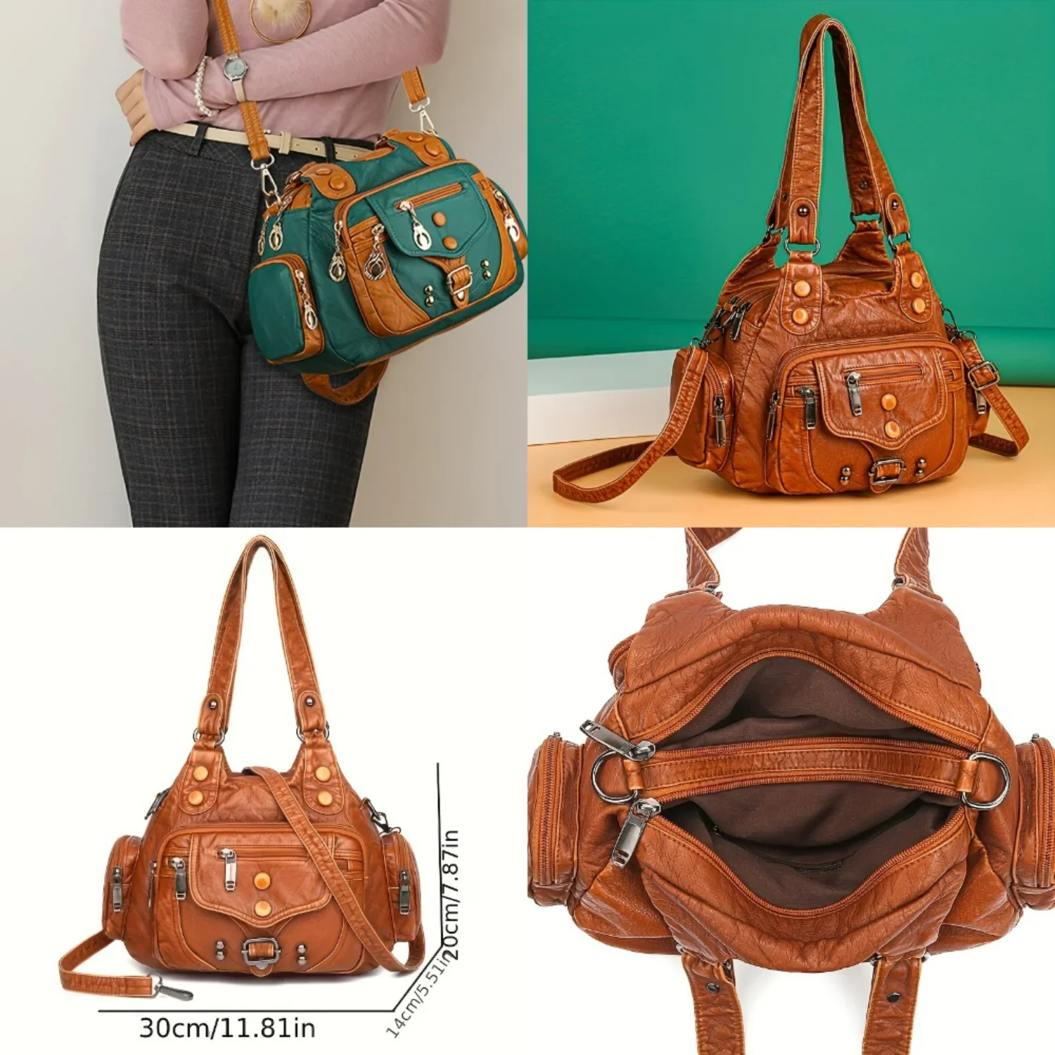 

Retro Vintage Hobo Crossbody Bag - Fashion Shoulder Purse for Women